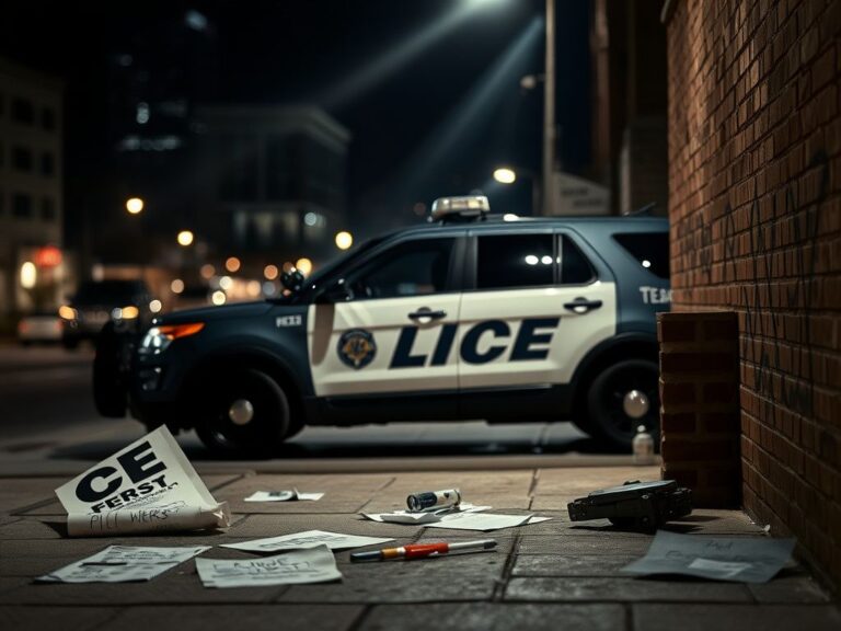 Flick International ICE vehicle in a dimly lit urban setting in Texas, symbolizing law enforcement vigilance