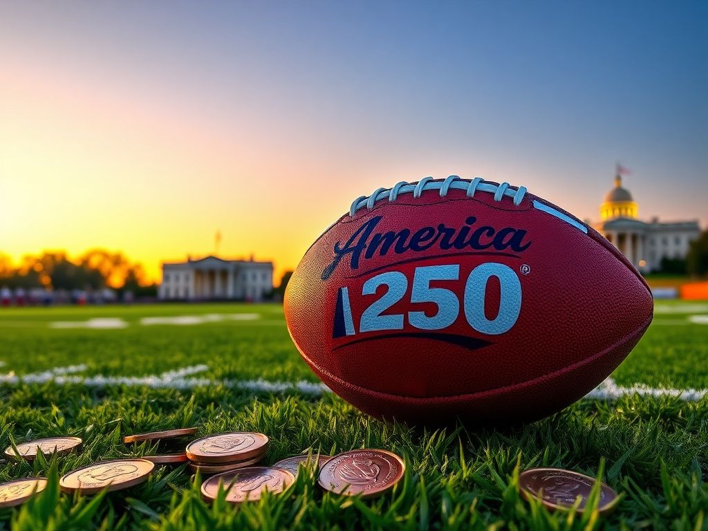 Flick International Sunset football field with a special NFL game ball for America's 250th birthday
