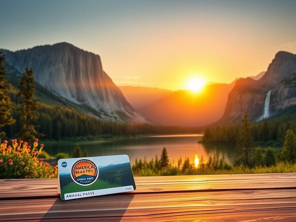 Flick International Serene landscape of a national park at sunrise with mountains, forests, and a calm lake