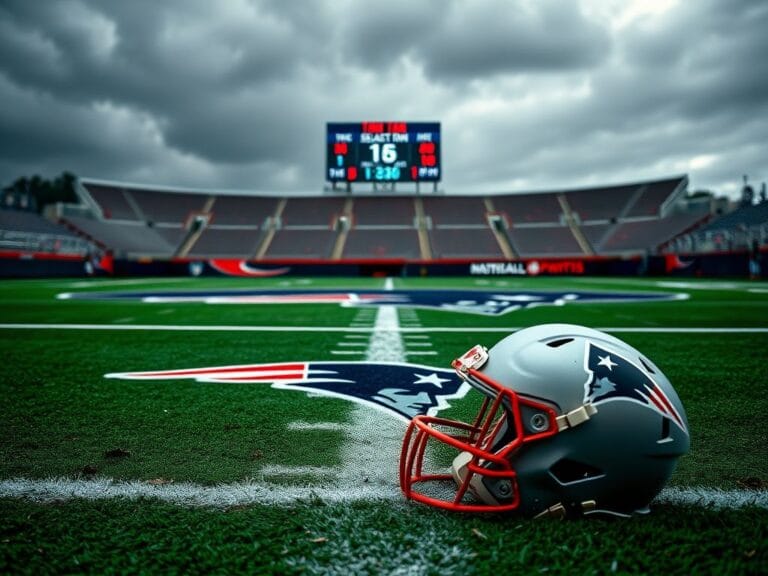 Flick International Close-up of a knee brace and helmet on a football field representing player injury