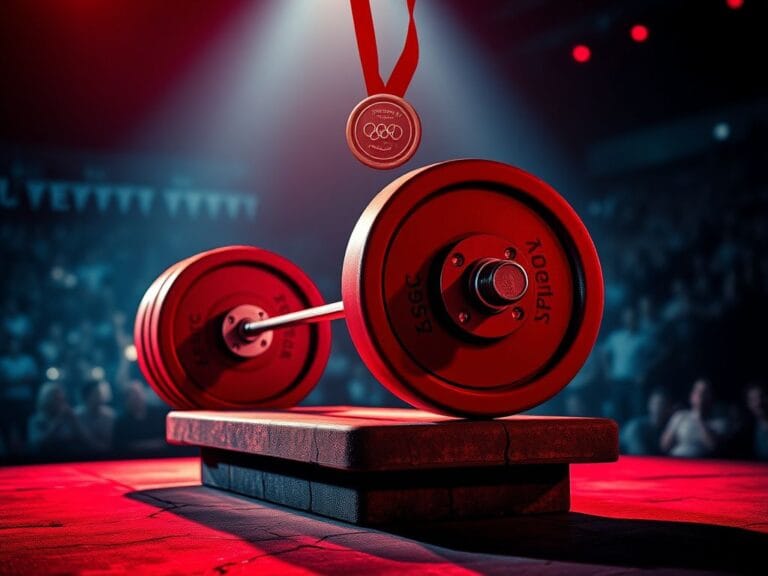 Flick International close-up of a heavily loaded weightlifting barbell on cracked concrete representing the competitive arena