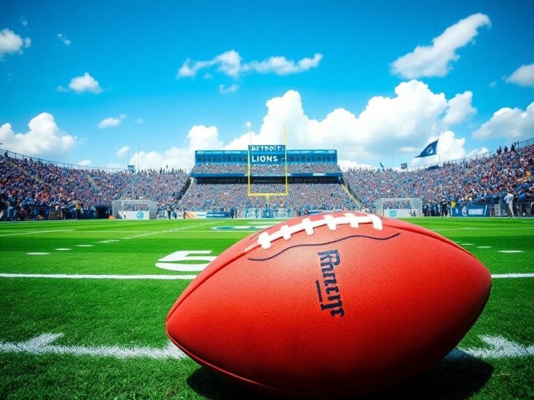 Flick International A dynamic football scene depicting a game day atmosphere at a Detroit Lions stadium.