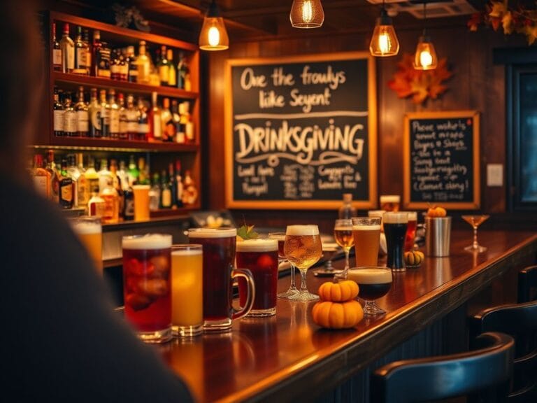 Flick International Cozy bar scene with colorful cocktails and autumn decorations