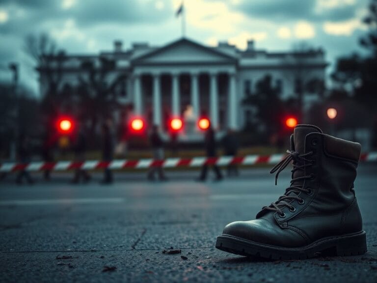 Flick International Abandoned military boots symbolizing the National Guardsmen near the White House