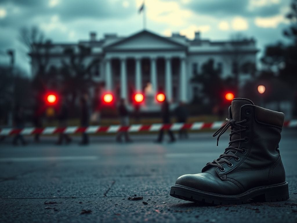 Flick International Abandoned military boots symbolizing the National Guardsmen near the White House