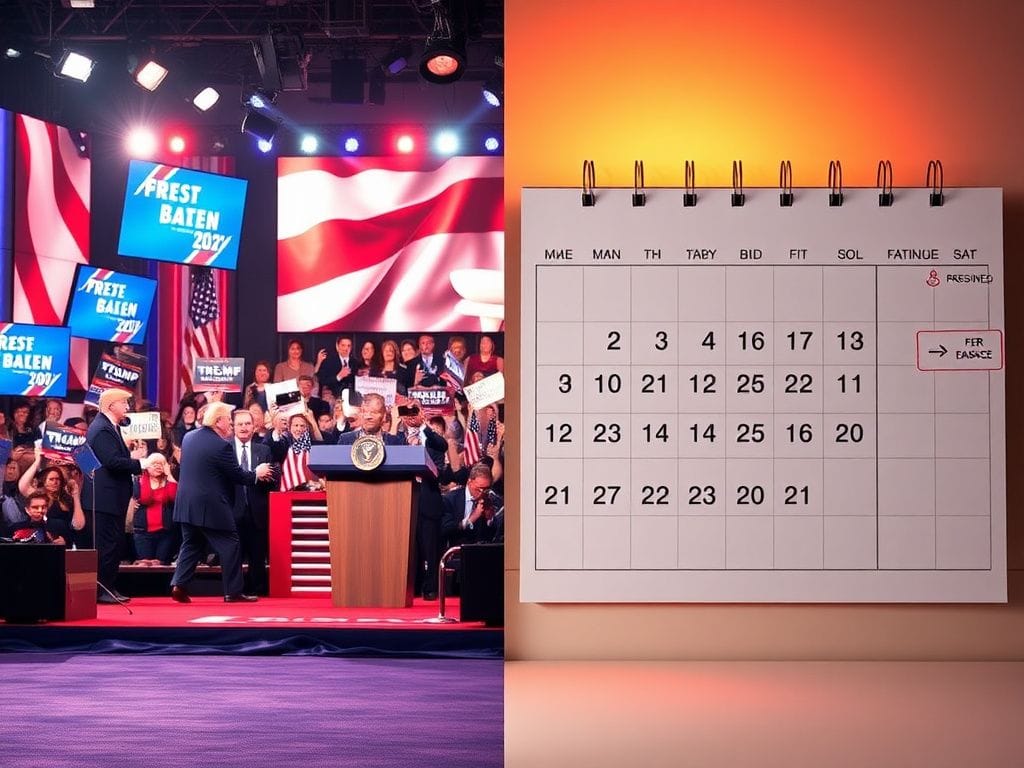 Flick International A contrasting visual representation of President Trump and President Biden's energy levels, depicting vibrant elements on the left and subdued tones on the right.