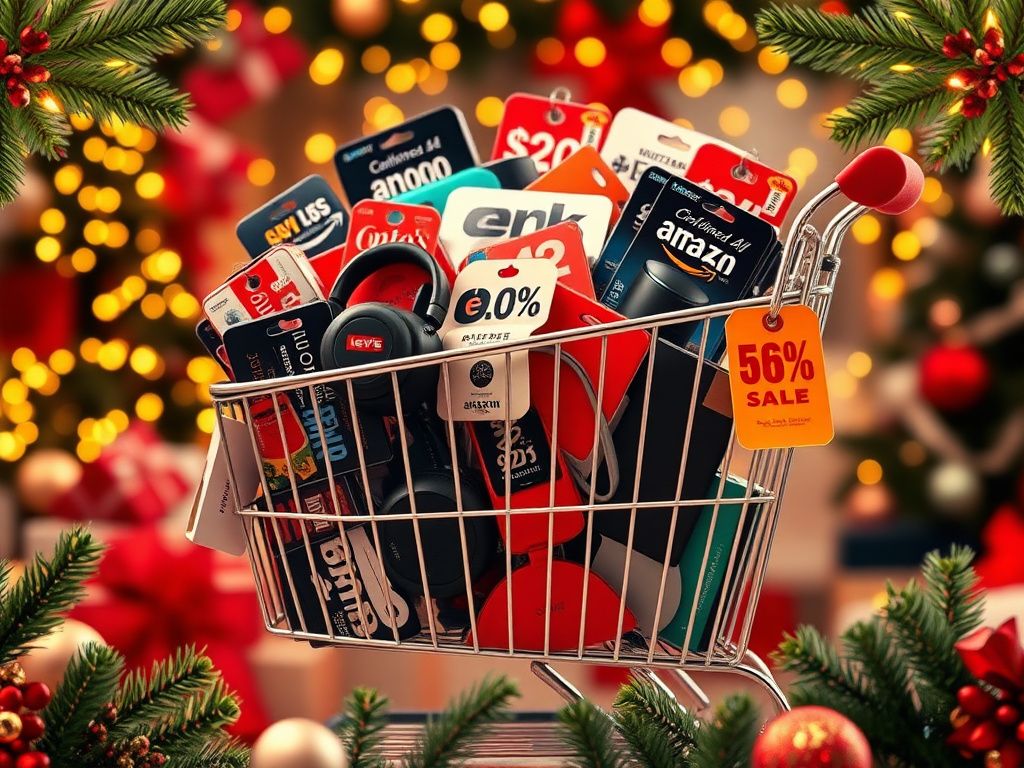 Flick International A colorful holiday shopping cart overflowing with Black Friday deals