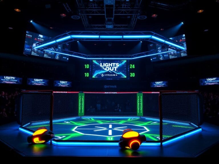 Flick International A high-tech mixed martial arts arena showcasing Lights Out Xtreme Fighting
