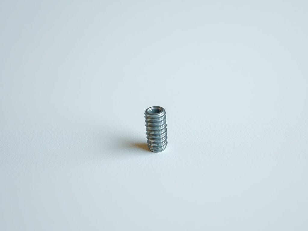 Flick International Close-up of a delicate ceramic dental implant on a soft background