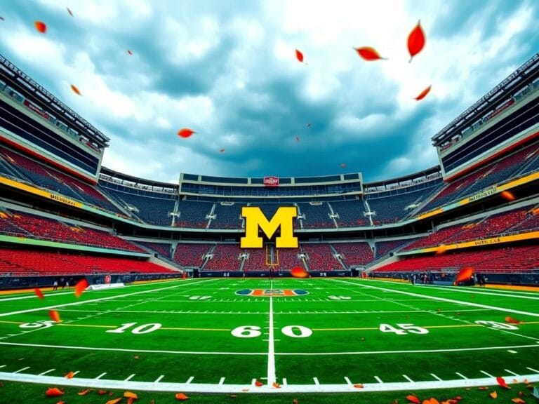 Flick International Wide-angle view of Michigan Stadium showcasing its iconic features