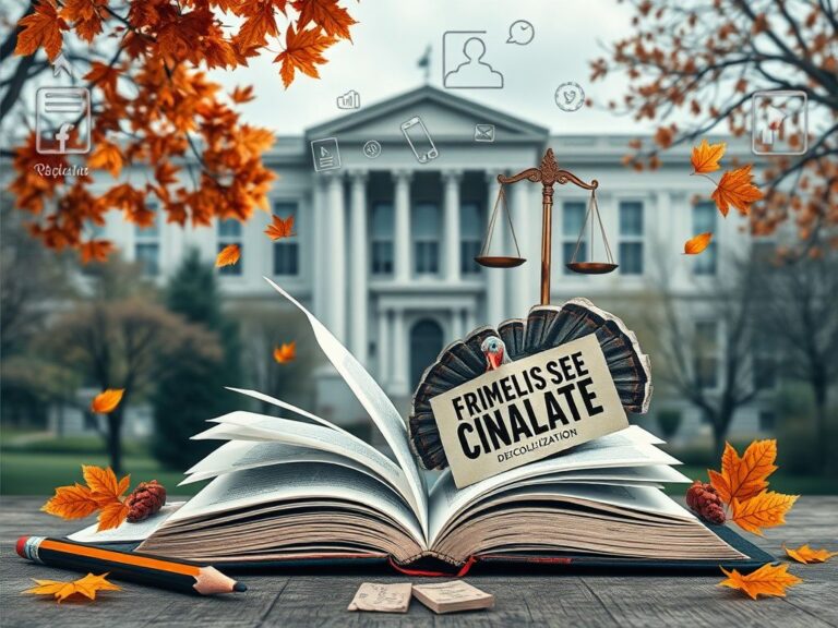 Flick International A collage depicting a university campus environment with themes of education and social commentary.