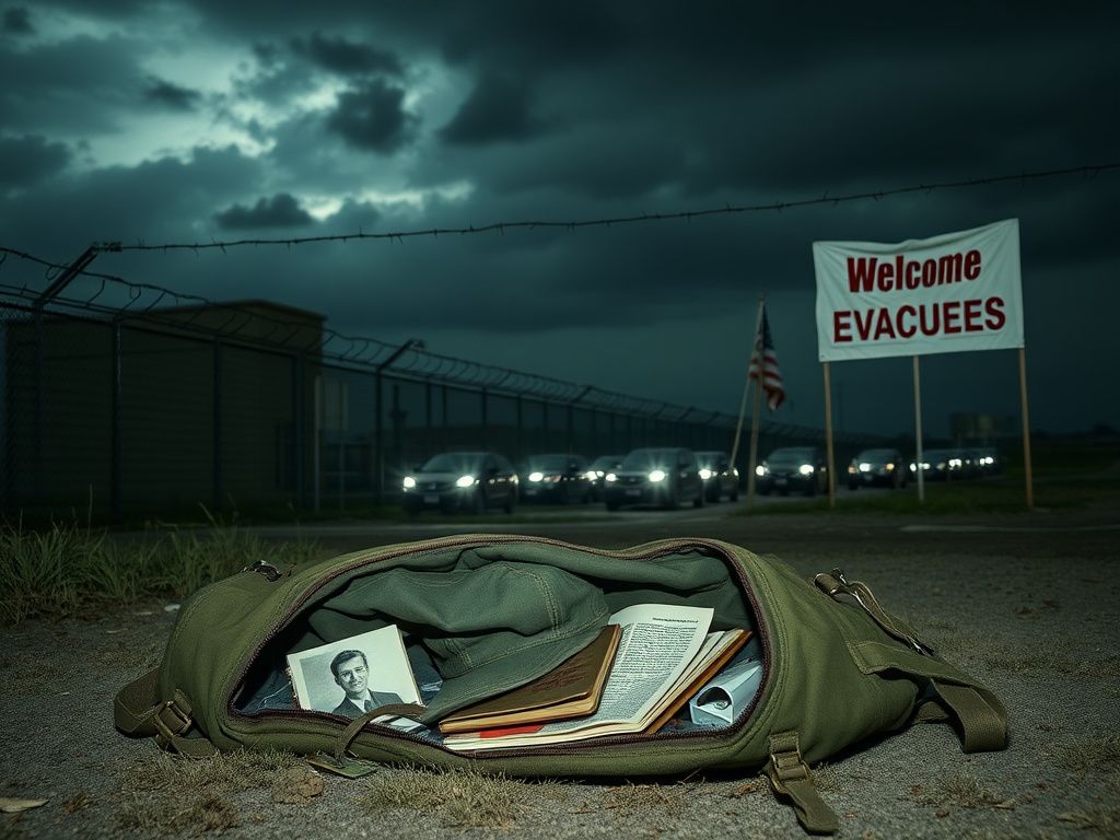Flick International Abandoned soldier's duffel bag at a U.S. military base with Ubers waiting outside