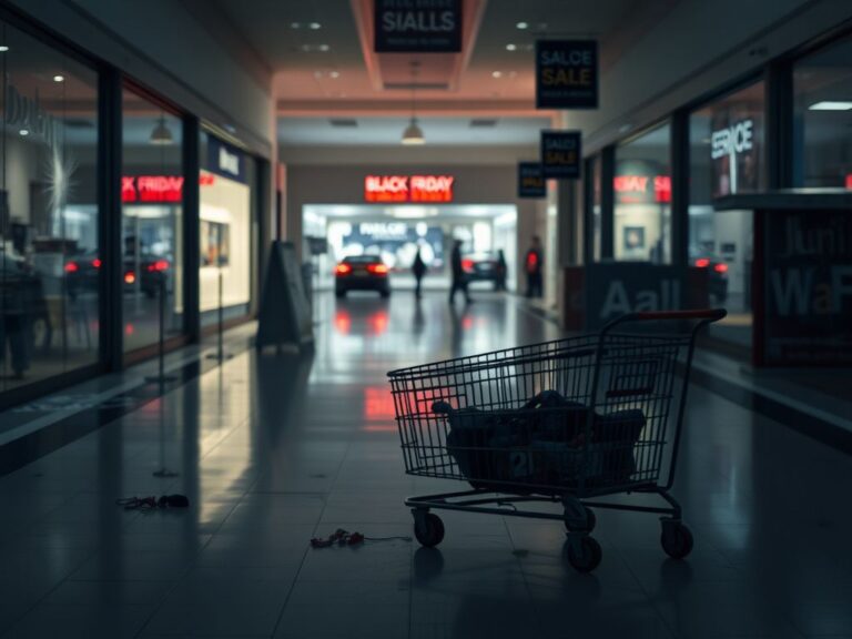 Flick International somber interior of Valley Fair Mall after shooting incident on Black Friday