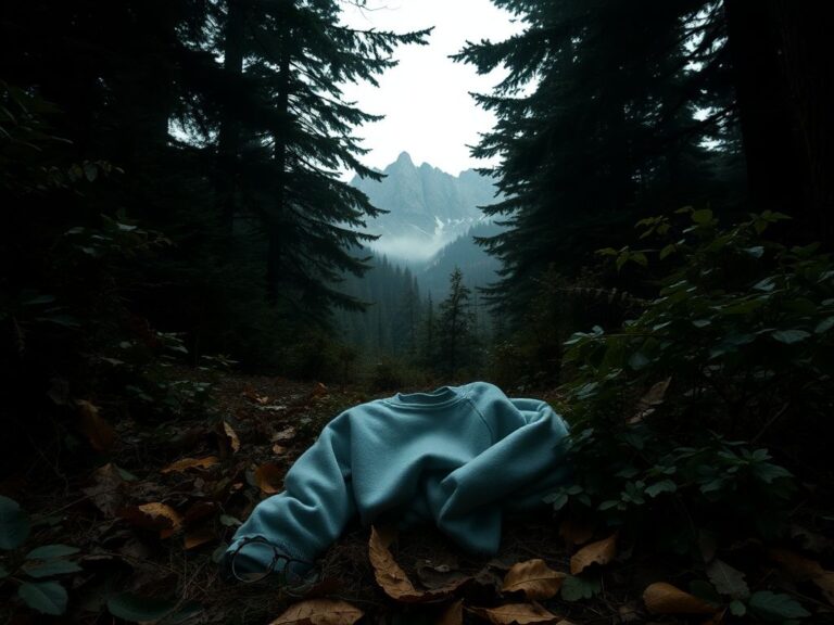 Flick International Dense wooded area with discarded sweatshirt and eyeglasses suggesting a fugitive's escape.
