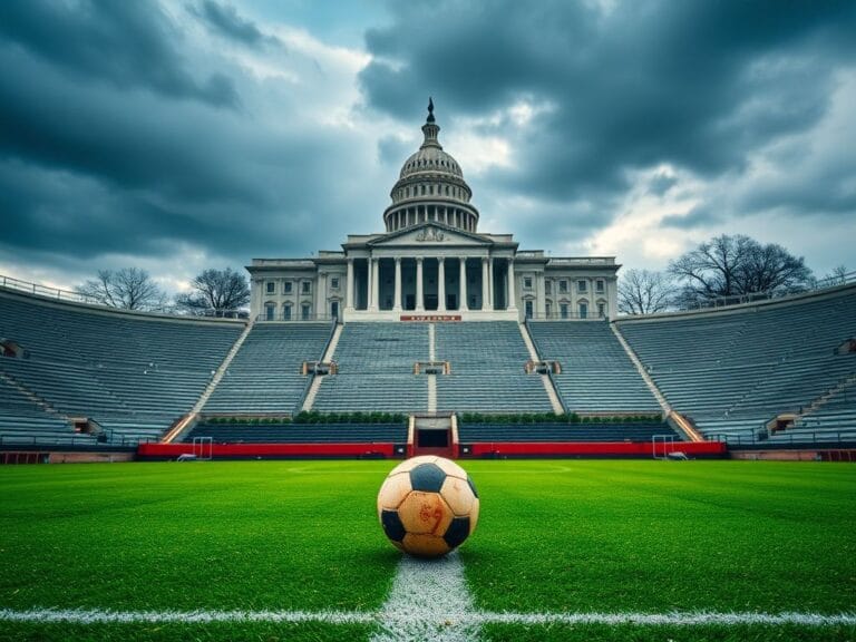 Flick International Aerial view of the Kennedy Center in Washington, D.C. with an empty soccer field symbolizing Iran's World Cup boycott.