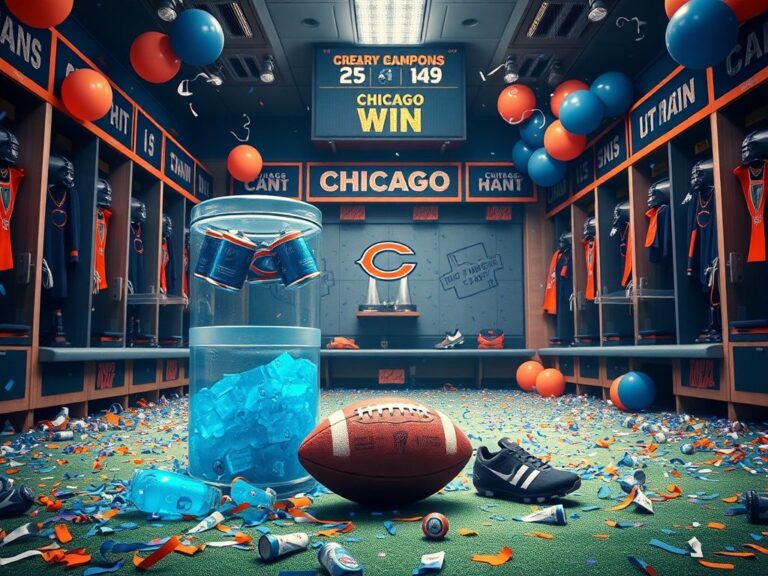 Flick International Celebratory locker room scene after Chicago Bears victory