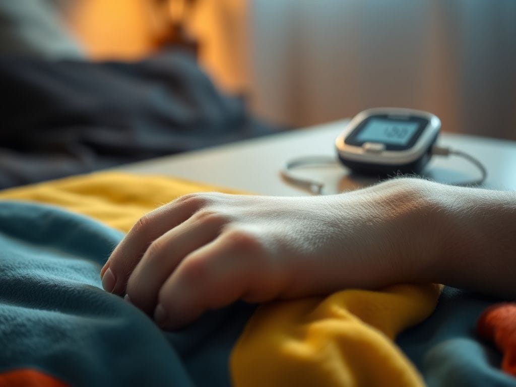 Flick International Close-up of a Labrador Retriever's paw resting on a colorful blanket, representing comfort and companionship in diabetes management.