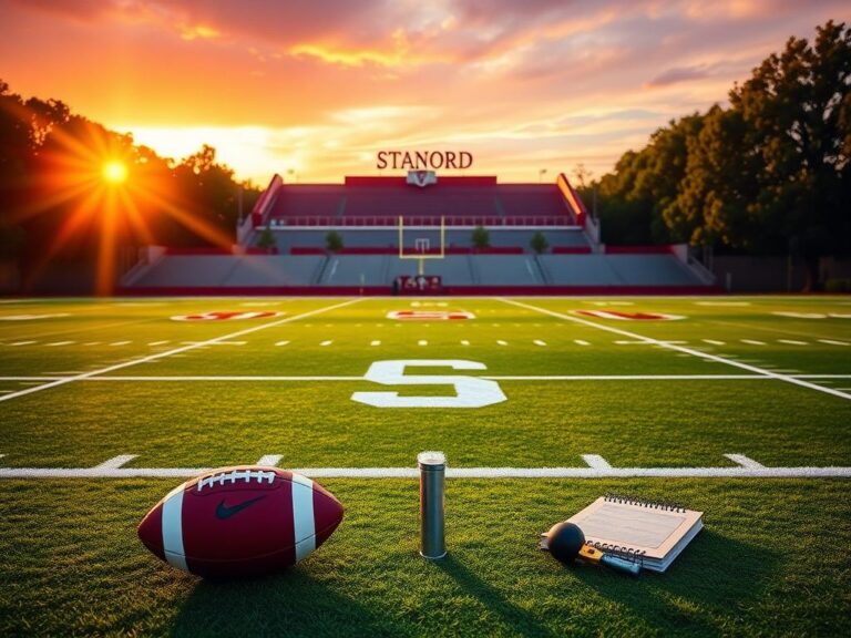 Flick International A vibrant football field at Stanford University during sunset