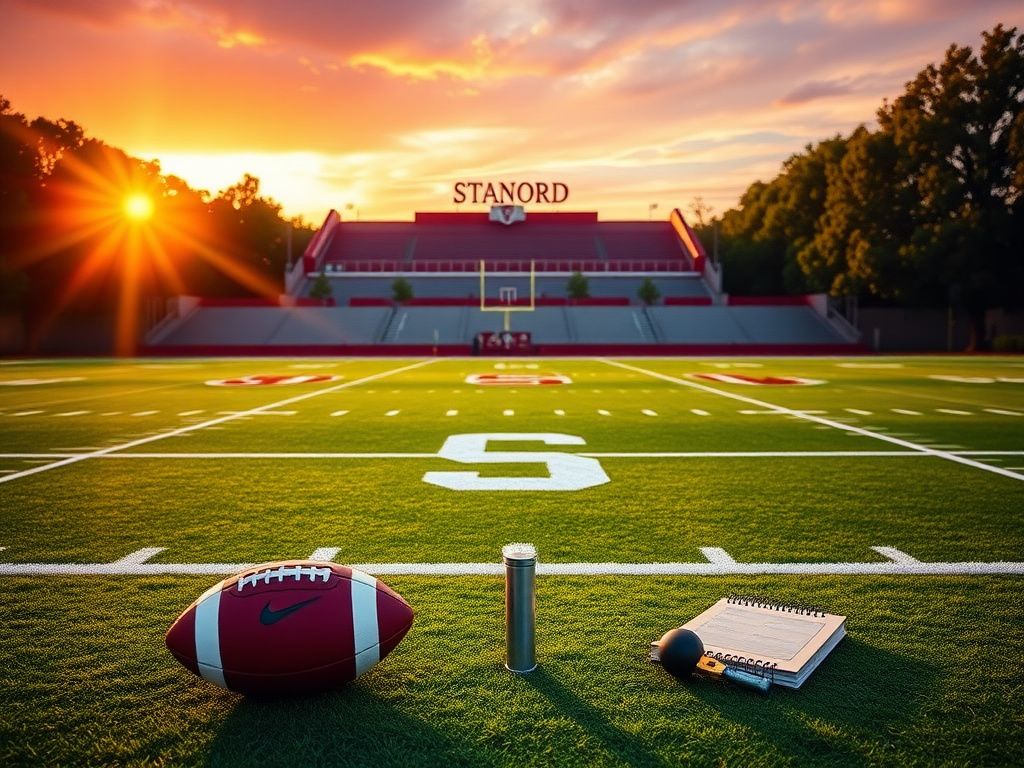 Flick International A vibrant football field at Stanford University during sunset