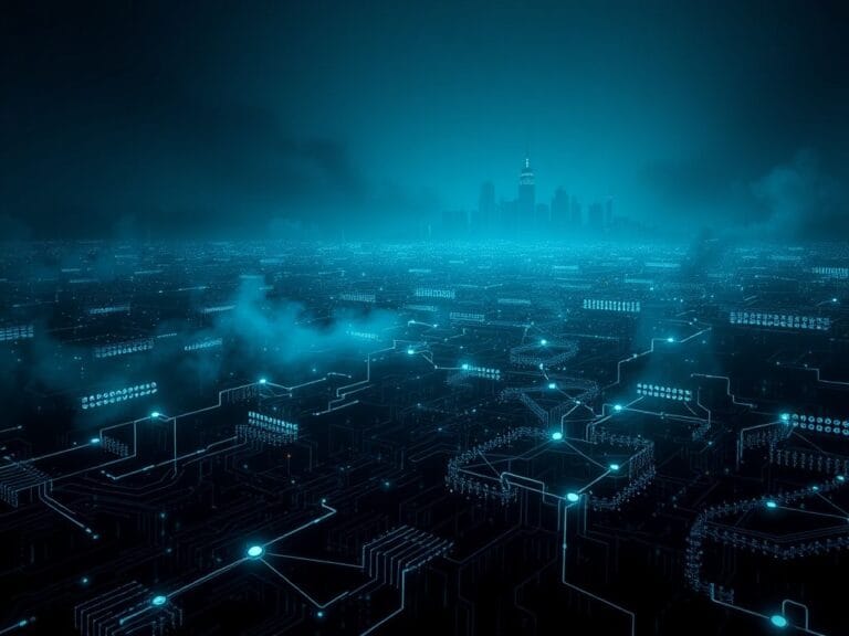 Flick International A dark digital landscape showcasing circuits and data streams in a high-tech setting.