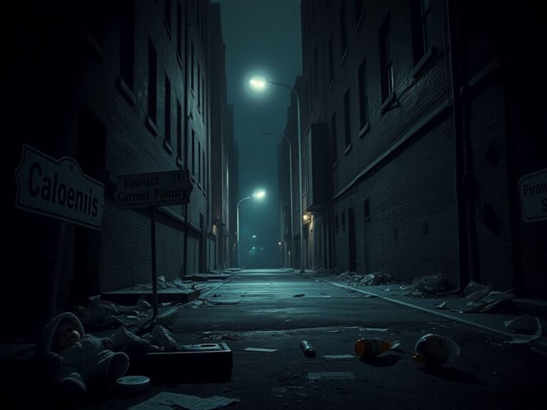 Flick International Dimly lit urban alleyway representing societal neglect and abuse