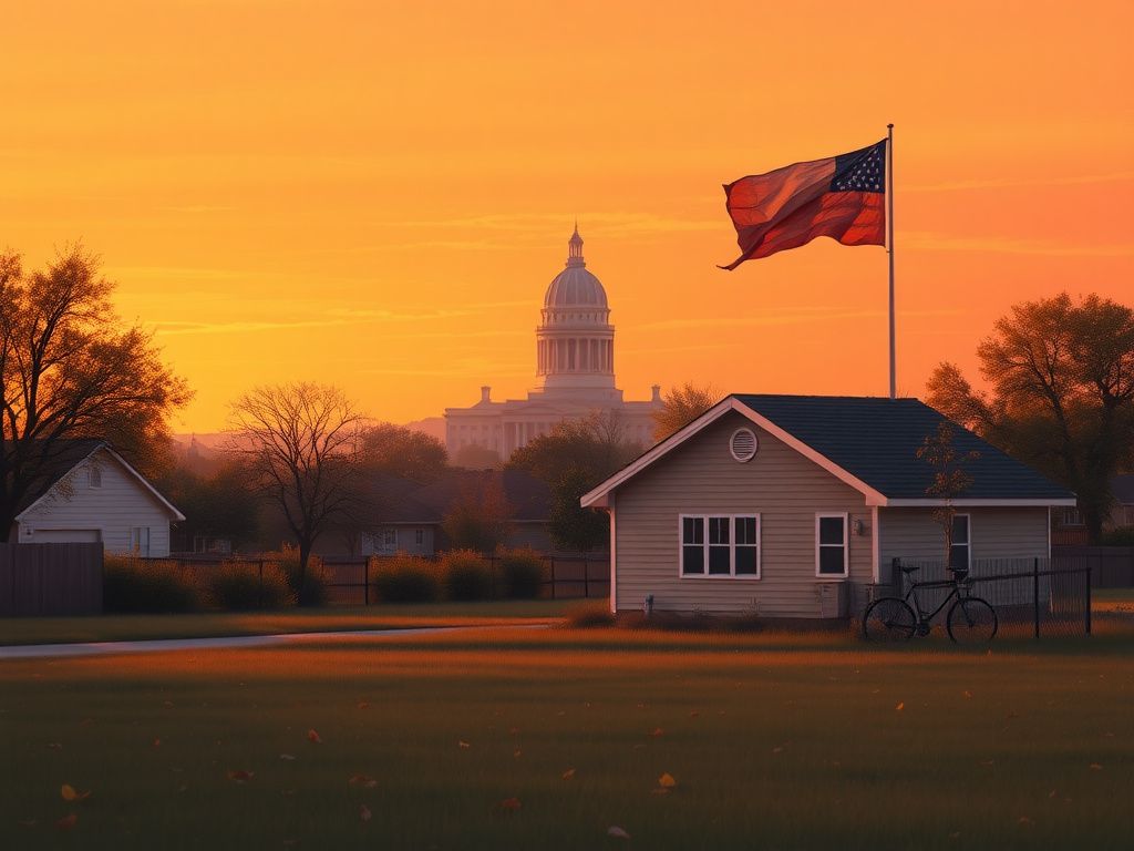 Flick International Serene Texas landscape with a family home symbolizing retirement