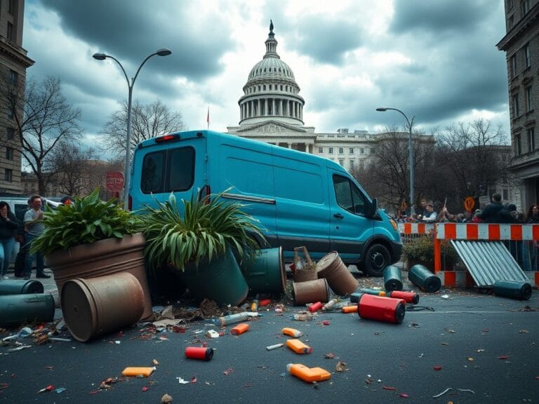 Flick International Chaotic urban street scene in Lower Manhattan after an anti-ICE protest