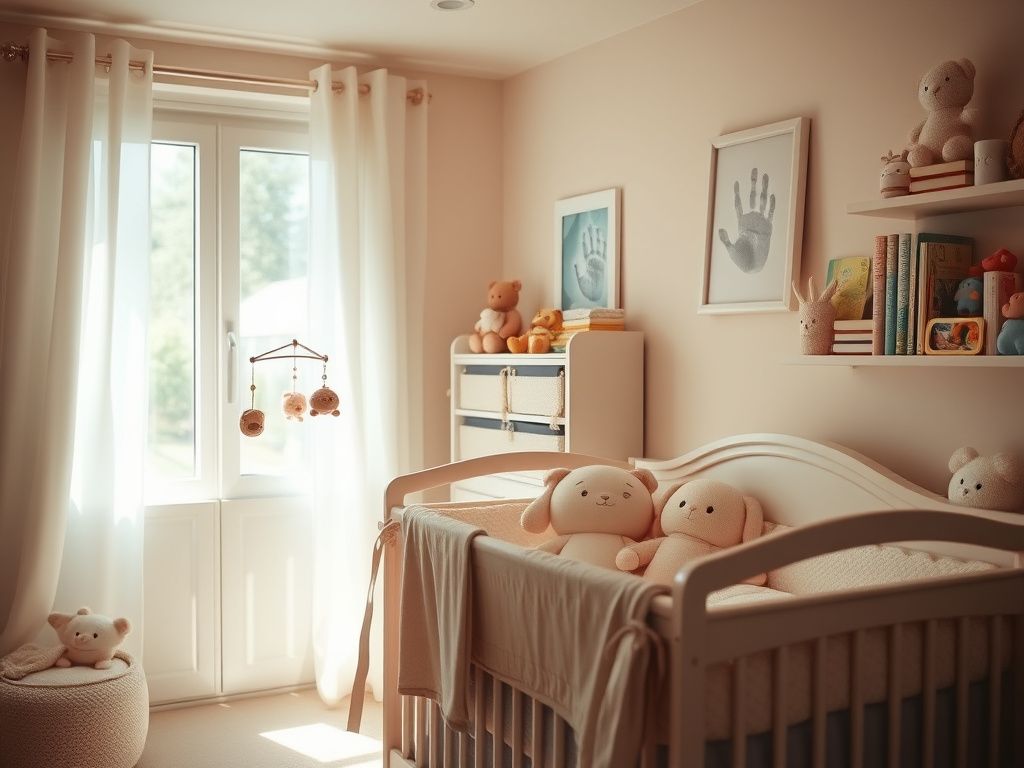 Flick International Serene nursery setting with pastel colors and a cozy crib