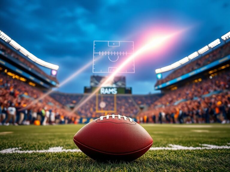 Flick International Vibrant football stadium scene capturing Matthew Stafford's record-setting touchdown pass during an NFL game.