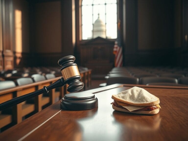 Flick International Crumpled sandwich on a judge's bench symbolizing a unique legal case