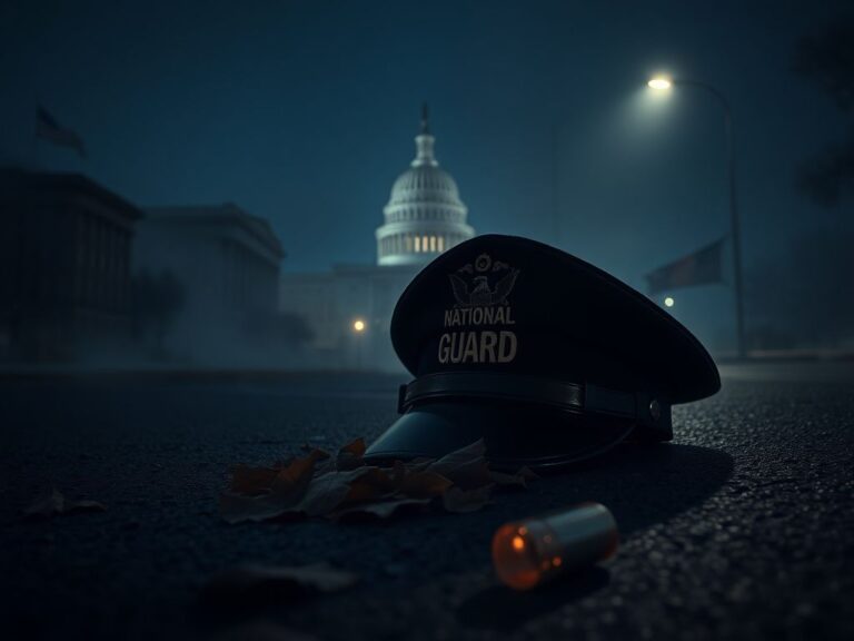 Flick International National Guard cap and bullet casing in front of the U.S. Capitol at dusk