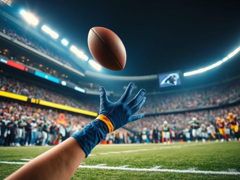 Flick International Puka Nacua making an incredible one-handed catch during a Rams vs Panthers game