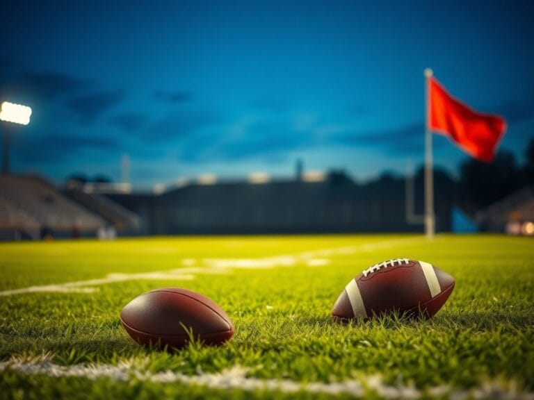 Flick International Close-up of a football field with bright green grass and a discarded football signifying an interrupted play