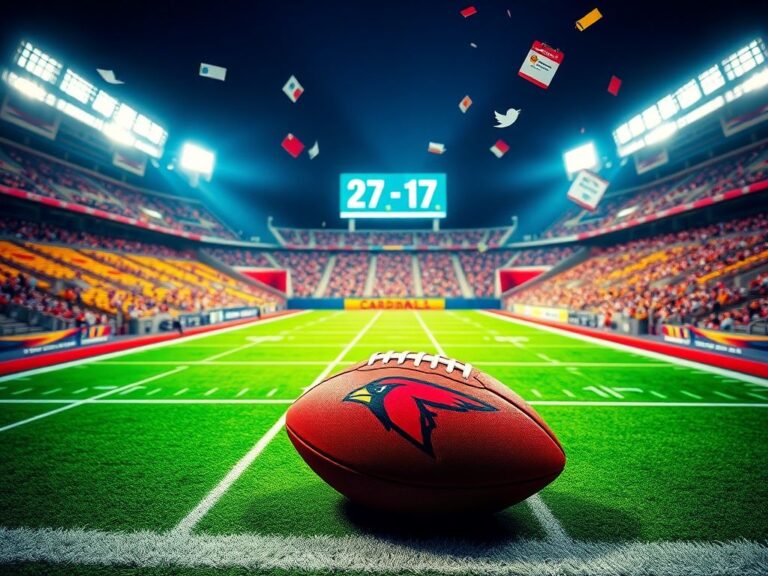 Flick International A vibrant football stadium illuminated during a night game with a spiraling football in the air