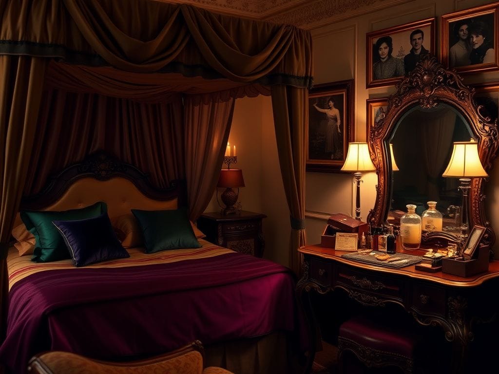 Flick International Luxurious vintage-inspired bedroom showcasing Elizabeth Taylor's glamorous decor