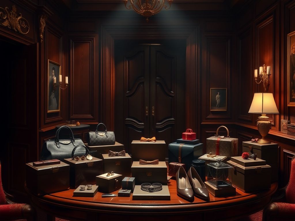 Flick International Dimly lit luxury gift room filled with designer items and a heavy door symbolizing access denied.