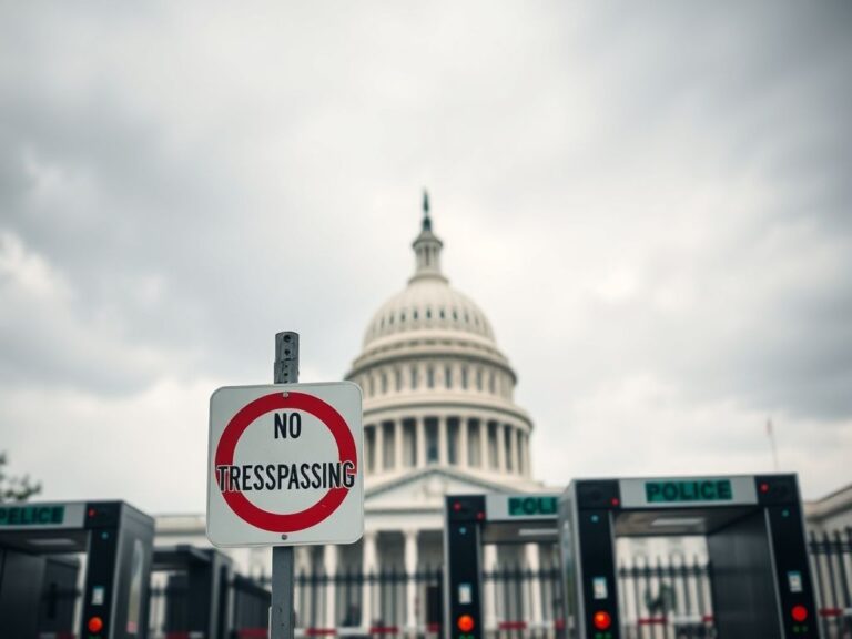 Flick International Close-up view of the Russell Senate Office Building entrance with security measures