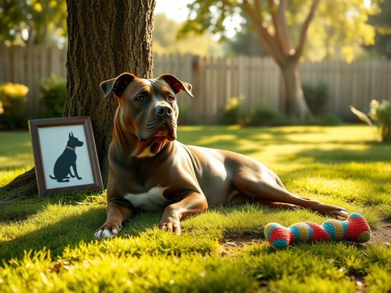 Flick International A serene pit bull mix dog named Junie lying on green grass, symbolizing love and companionship.