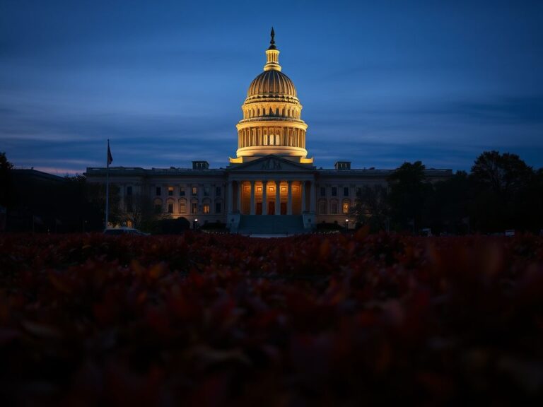 Flick International A sweeping view of the Virginia State Capitol building at dusk with autumn foliage in the foreground