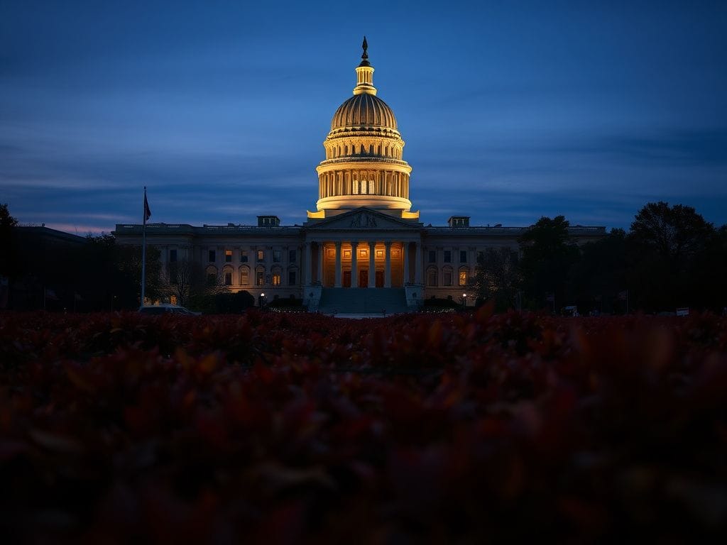 Flick International A sweeping view of the Virginia State Capitol building at dusk with autumn foliage in the foreground