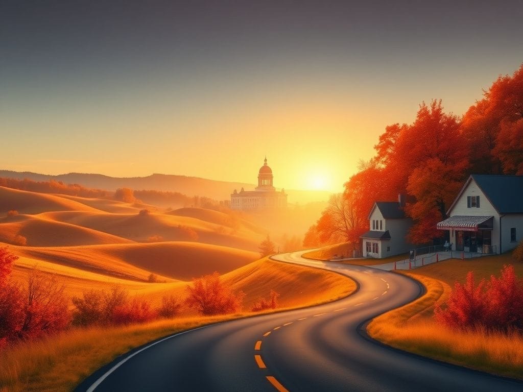 Flick International A scenic landscape of Virginia featuring rolling hills and vibrant fall foliage