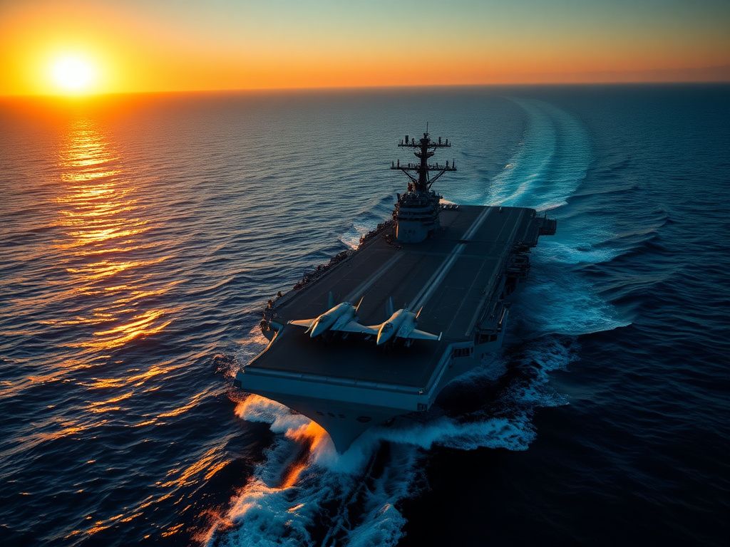 Flick International Aerial view of the USS George Washington aircraft carrier in the Indo-Pacific