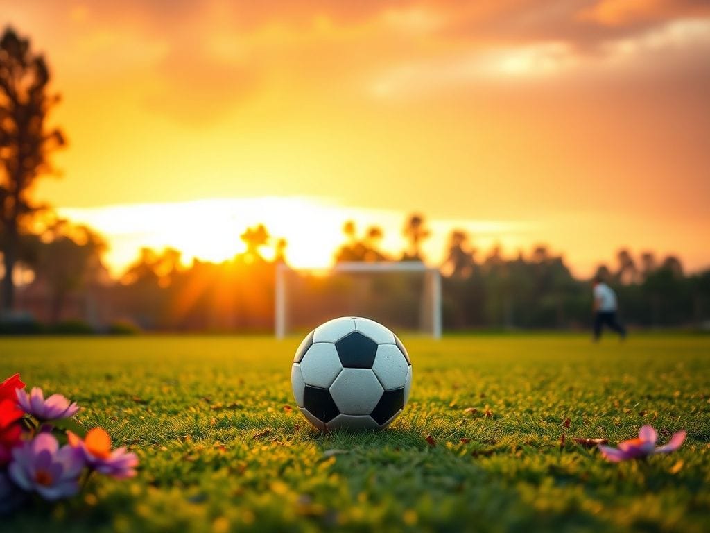 Flick International A vibrant soccer field with a lone soccer ball, symbolizing diversity and unity in women's sports.