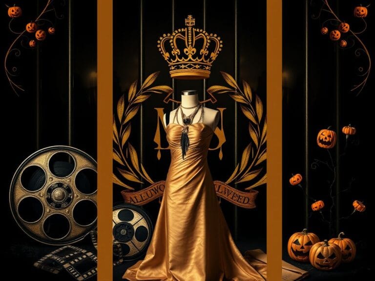 Flick International A stylized collage reflecting Hollywood and royalty themes, featuring a faded royal crest and iconic elements.