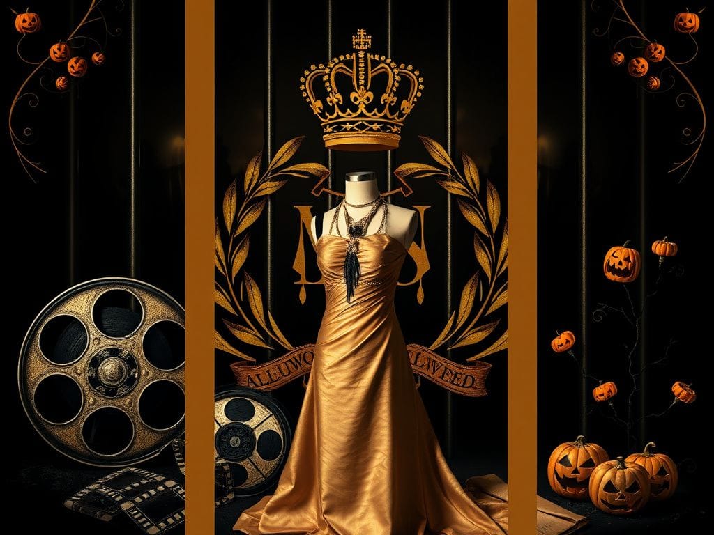 Flick International A stylized collage reflecting Hollywood and royalty themes, featuring a faded royal crest and iconic elements.