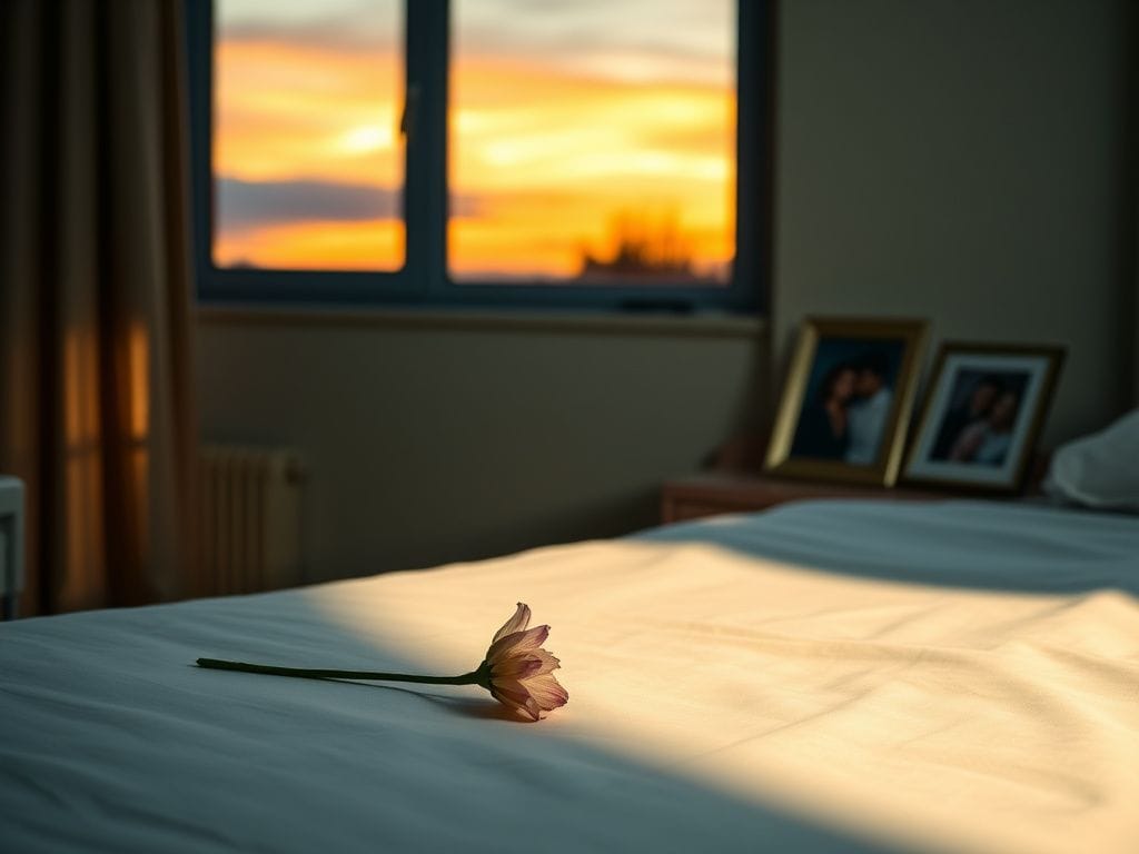 Flick International A serene hospital room with a neatly made bed and a wilted flower on the bedside table