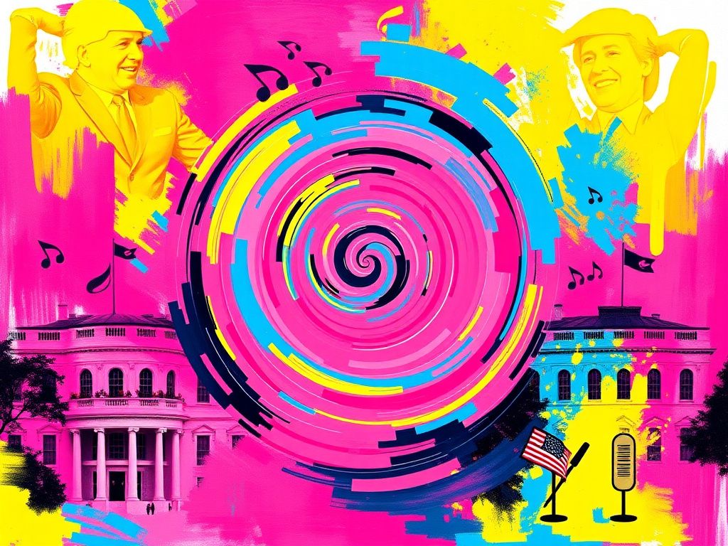 Flick International Vibrant abstract artwork representing Nicki Minaj's excitement over her viral song featured on White House TikTok