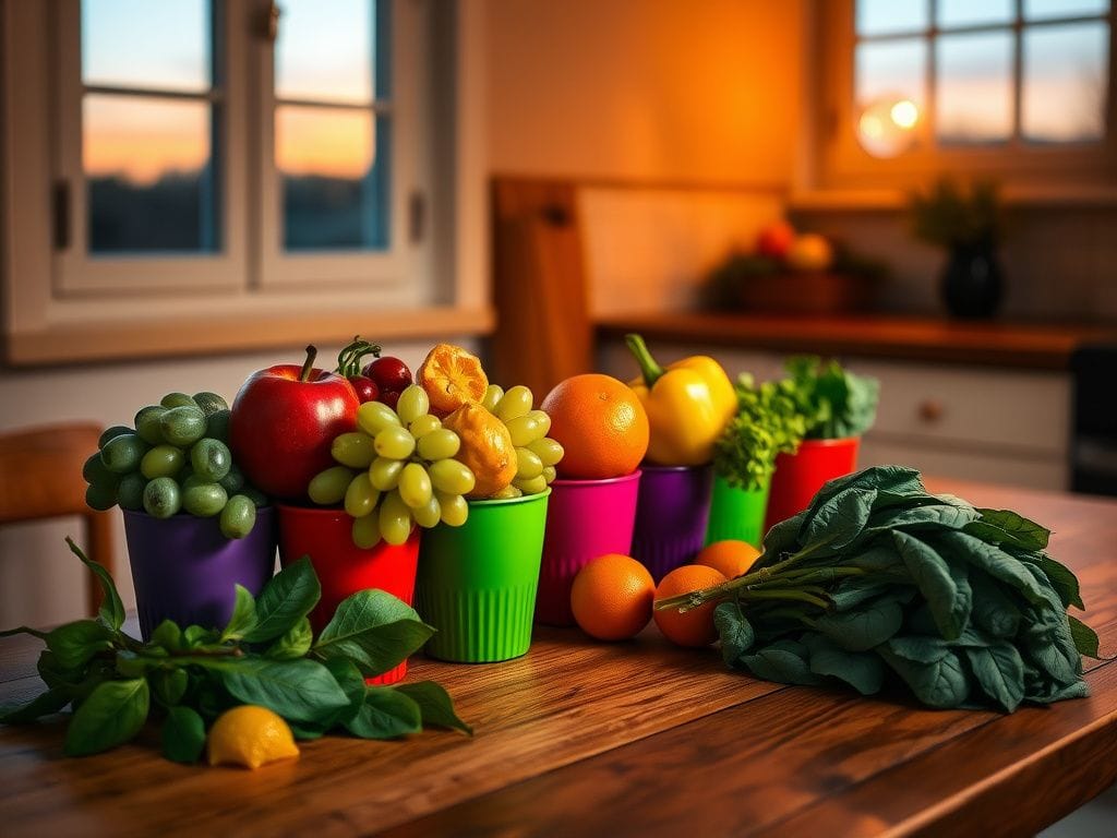 Flick International A serene kitchen scene with fresh fruits and vegetables