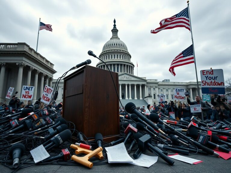 Flick International A chaotic scene outside the U.S. Capitol during a government shutdown press conference.