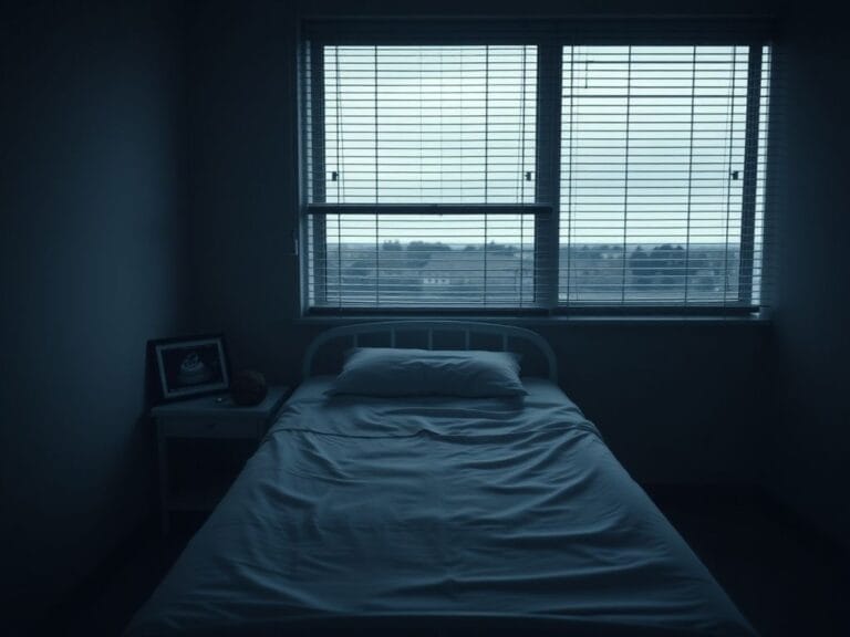 Flick International Empty hospital room with a single bed and framed ultrasound image symbolizing loss and hope